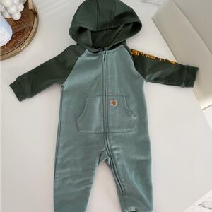 Carhartt Olive and Sage Kids Footed One Piece